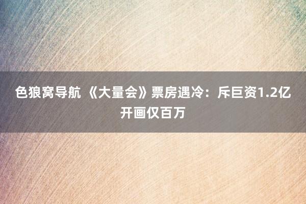 色狼窝导航 《大量会》票房遇冷：斥巨资1.2亿开画仅百万