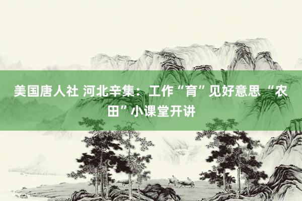 美国唐人社 河北辛集：工作“育”见好意思 “农田”小课堂开讲