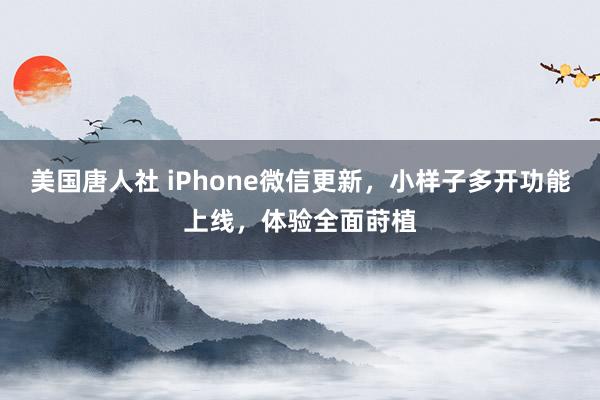 美国唐人社 iPhone微信更新，小样子多开功能上线，体验全面莳植