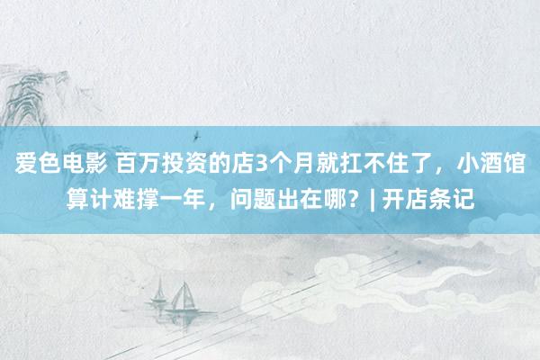 爱色电影 百万投资的店3个月就扛不住了，小酒馆算计难撑一年，问题出在哪？| 开店条记